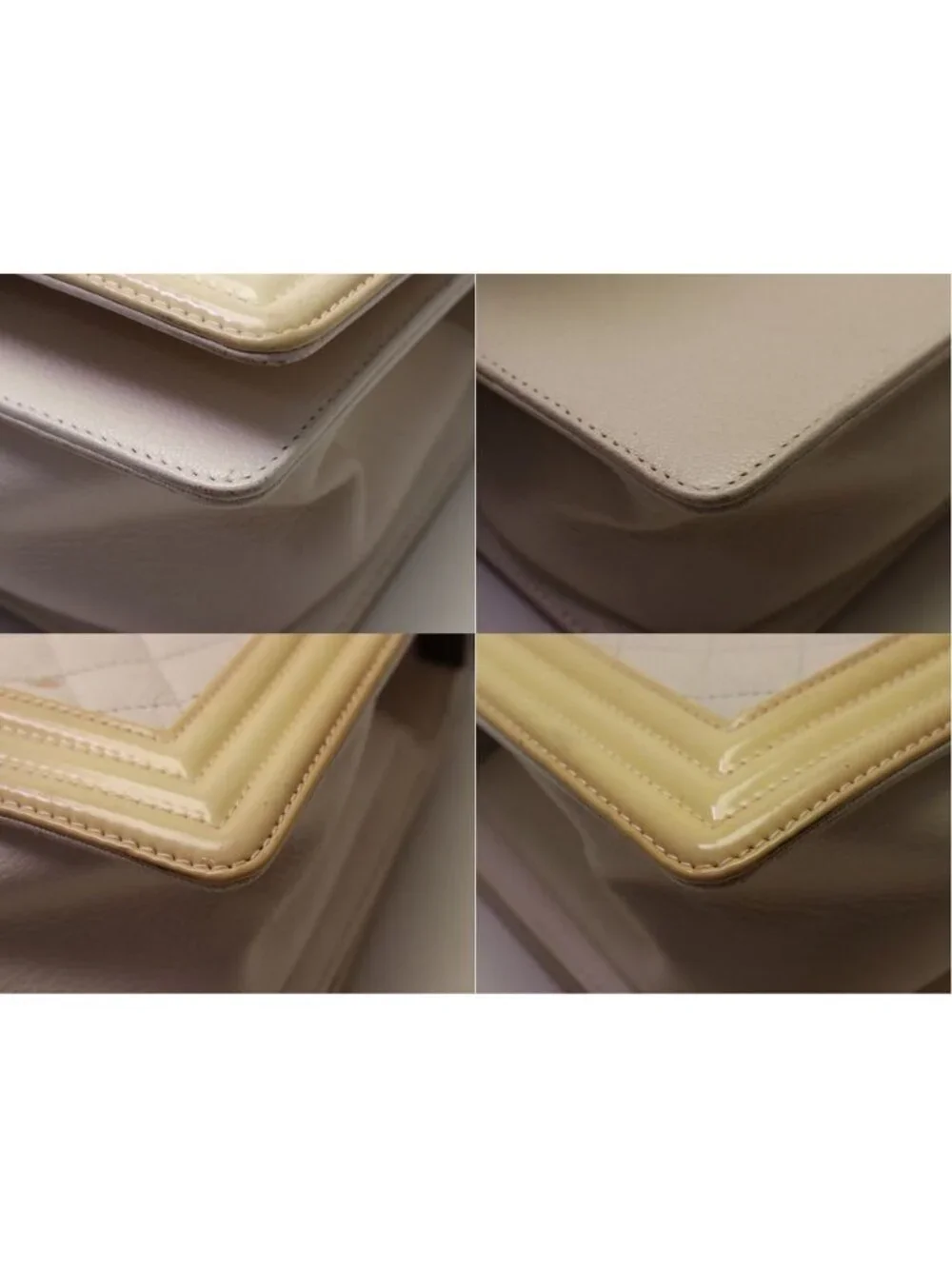 Chanel Boy Leather Patent White Chain Shoulder Bag